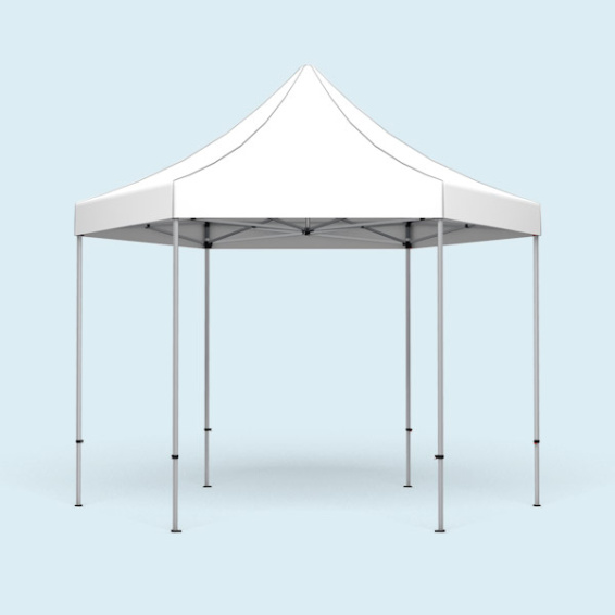 Faltpavillon Select Hexagon 4 m, Dach & Volant weiß, ohne Druck