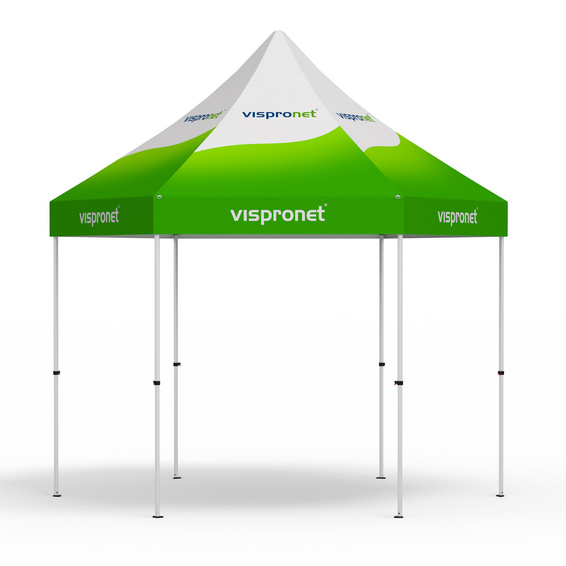 Faltpavillon Select Hexagon 4 m, Dach & Volant mit Druck