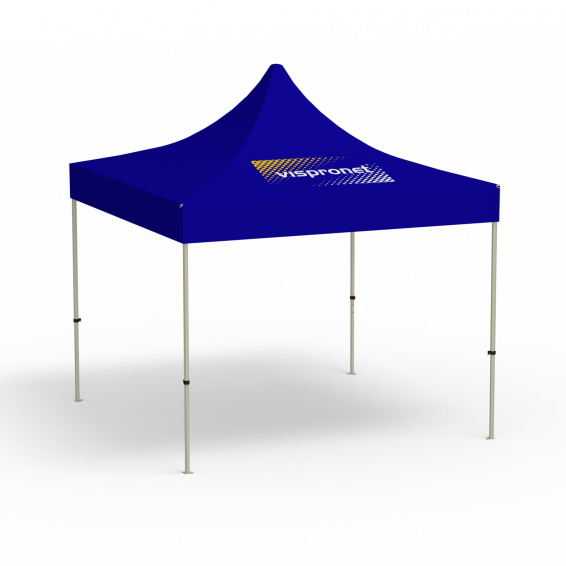 Faltpavillon Basic, 3 x 3 m, blau, Dach mit 1 Logodruck (Seite 1)