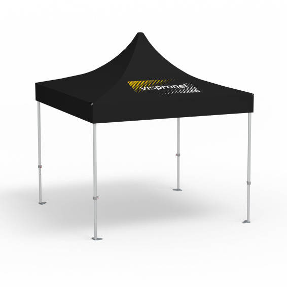 Faltpavillon Premium, 3 x 3 m, schwarz, Dach mit 1 Logodruck (Seite 1)