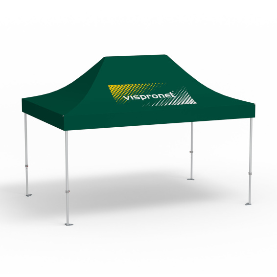 Faltpavillon Premium, 3 x 4,5 m, grün, Dach mit 1 Logodruck (Seite 1)