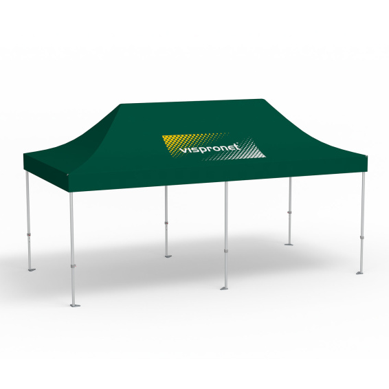 Faltpavillon Premium, 3 x 6 m, grün, Dach mit 1 Logodruck (Seite 1)