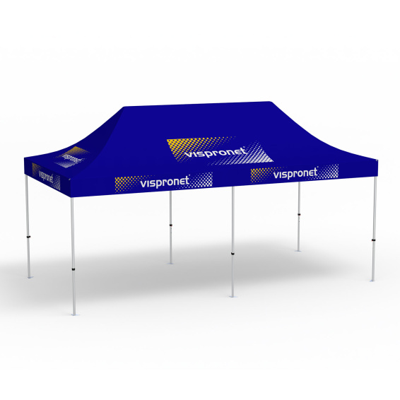 Faltpavillon Select, 3 x 6 m, blau, mit 10 Logodrucken