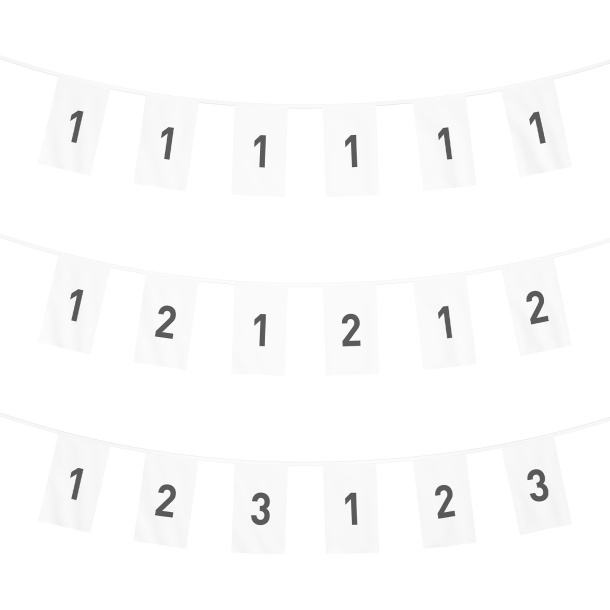 Fähnchenkette - Übersicht 1 Motiv, 2 Motive oder 3 Motive im Wechsel