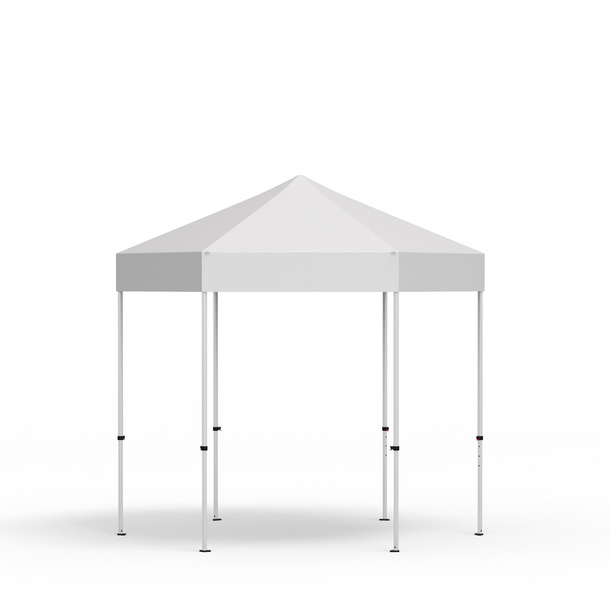 Faltpavillon Select Hexagon 3 m, Dach & Volant weiß, ohne Druck
