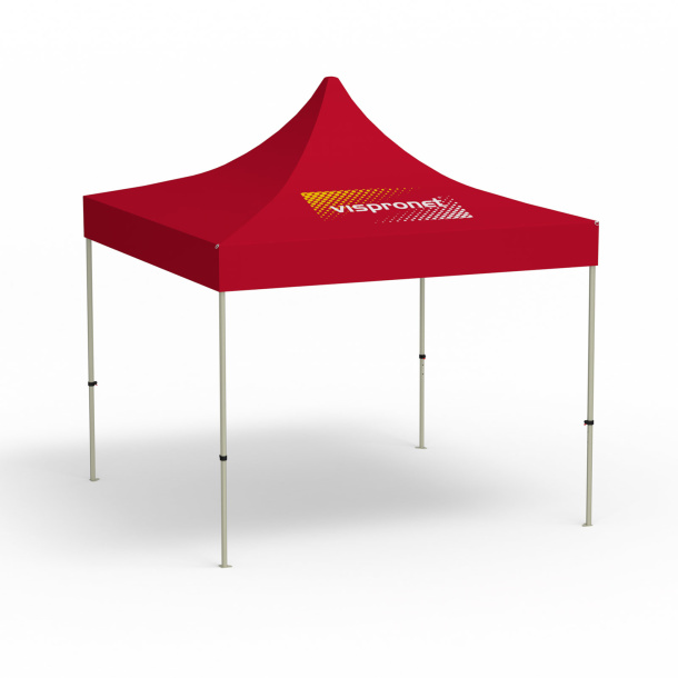 Faltpavillon Basic, 3 x 3 m, rot, Dach mit 1 Logodruck (Seite 1)