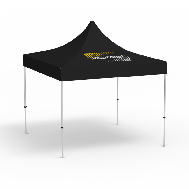 Faltpavillon Select, 3 x 3 m, schwarz, Dach mit 1 Logodruck (Seite 1)