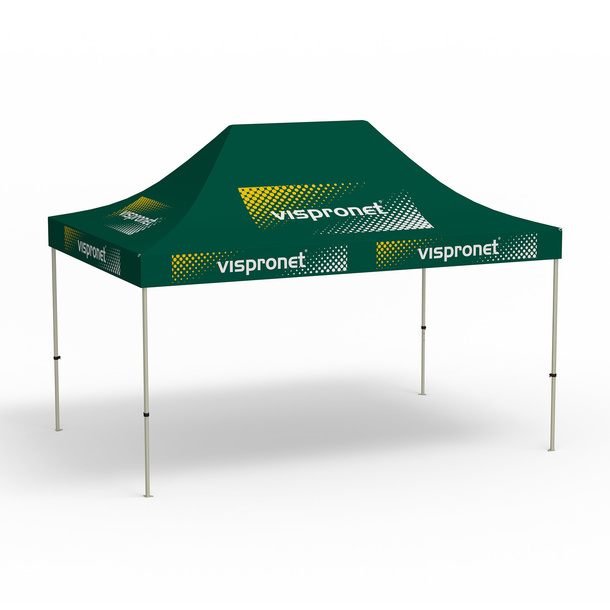 Faltpavillon Basic, 3 x 4,5 m, grün, mit 10 Logodrucken