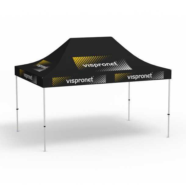 Faltpavillon Select, 3 x 4,5 m, schwarz, mit 10 Logodrucken
