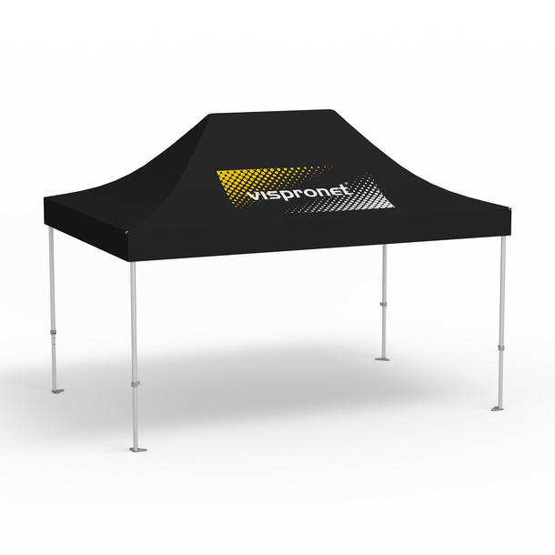 Faltpavillon Premium, 3 x 4,5 m, schwarz, Dach mit 1 Logodruck (Seite 1)