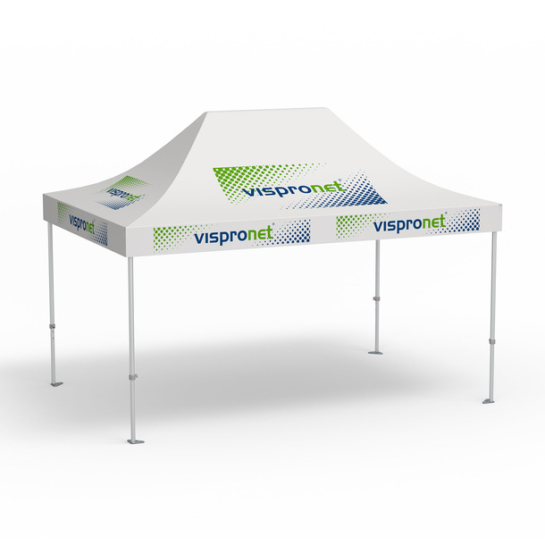 Faltpavillon Premium, 3 x 4,5 m, weiß, mit 10 Logodrucken