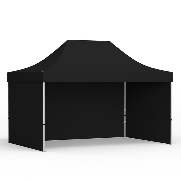 Faltzelt 3x4,5 m mit 3 Vollwänden, schwarz