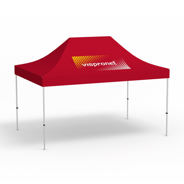 Faltpavillon Select, 3 x 4,5 m, rot, Dach mit 1 Logodruck (Seite 1)