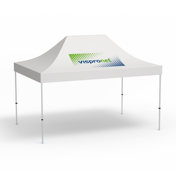 Faltpavillon Select, 3 x 4,5 m, weiß, Dach mit 1 Logodruck (Seite 1)