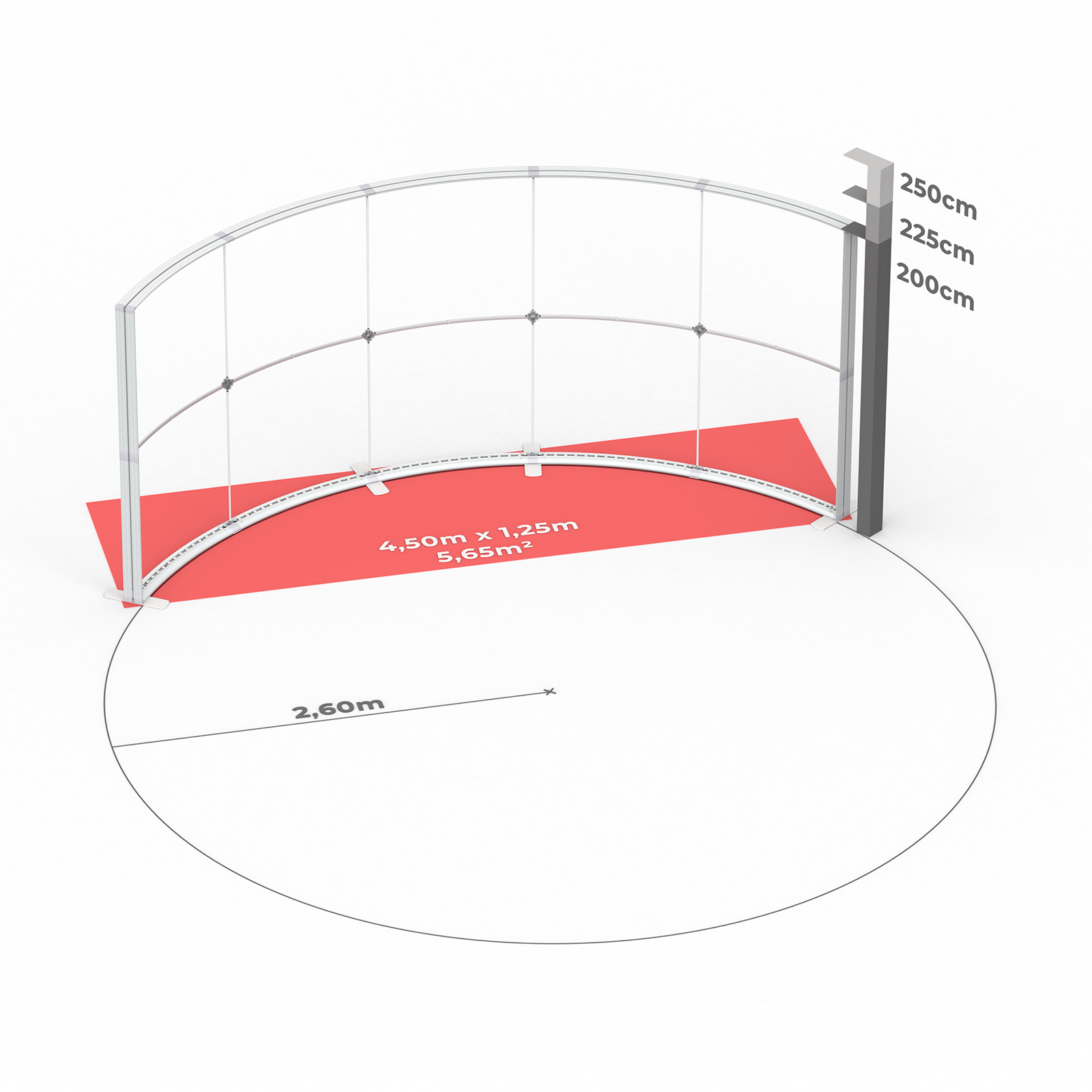 Technische Maße: Lightbox Flex Curved 500 cm