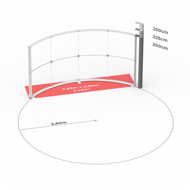Technische Maße: Lightbox Flex Curved 400 cm