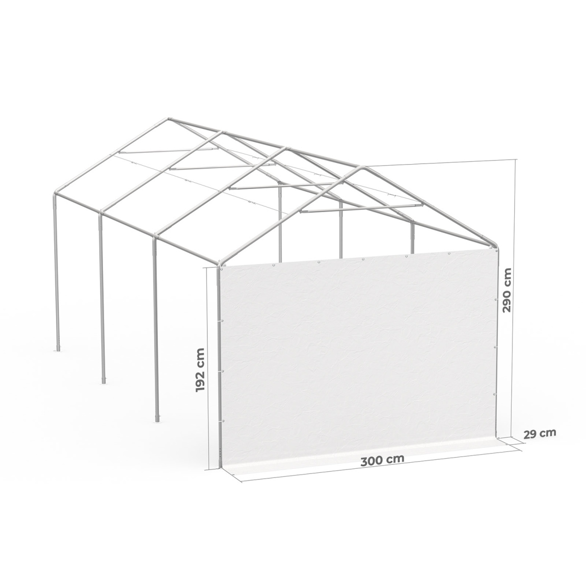Giebelwand 3 m: Beispiel am Zeltgestell Partyzelt Select 3 x 6 m
