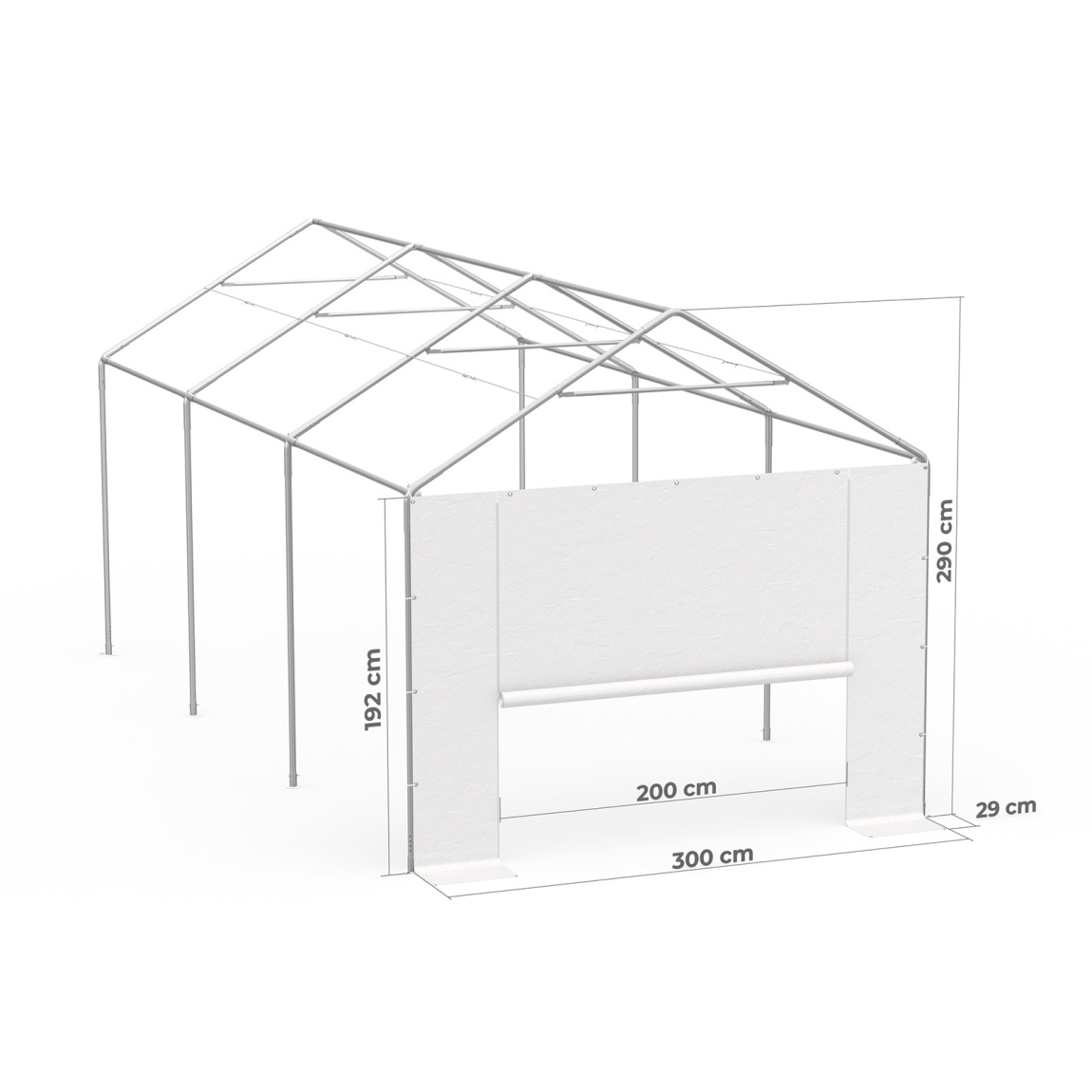 Giebelwand mit Tür 3 m: Beispiel am Zeltgestell Partyzelt Select 3 x 6 m