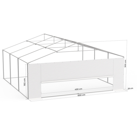 Giebelwand 6 m: Beispiel am Zeltgestell Partyzelt Select 6 x 6 m
