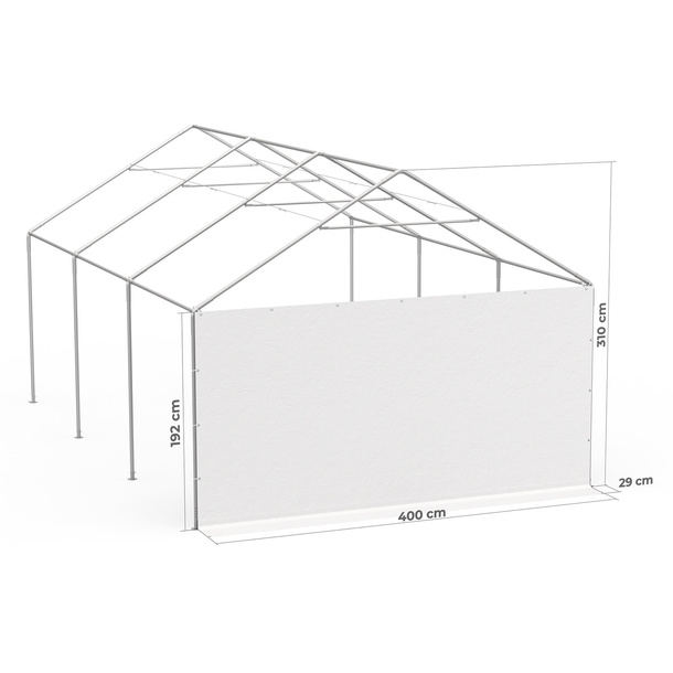 Giebelwand 4 m: Beispiel am Zeltgestell Partyzelt Select 4 x 6 m