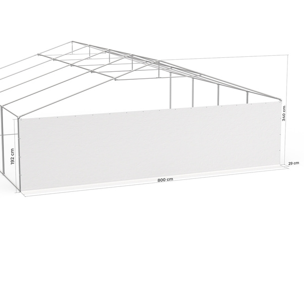 Giebelwand 8 m: Beispiel am Zeltgestell Partyzelt Select 8 x 8 m