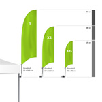 Größenvergleich Bowflag® Basic mit senkrechtem Bowflag®-Halter
