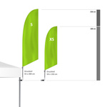 Größenvergleich Bowflag® Basic mit senkrechtem Bowflag®-Halter