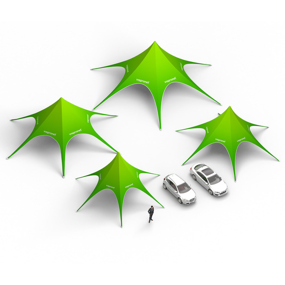 Entdecken Sie unsere Größenvielfalt: Sternzelte erhältlich in Ø 10 m, Ø 12 m, Ø 14 m und Ø 17 m!