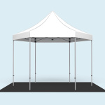 Faltpavillon Select Hexagon 3 m kombiniert mit dem Bodenplatten-Set 4 m