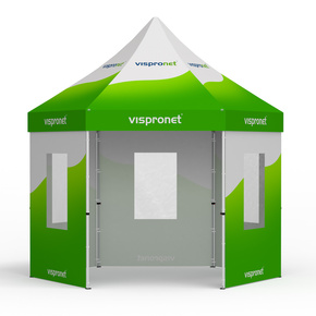 Faltzelt Select Hexagon 4 m, 5 Wände, mit Druck