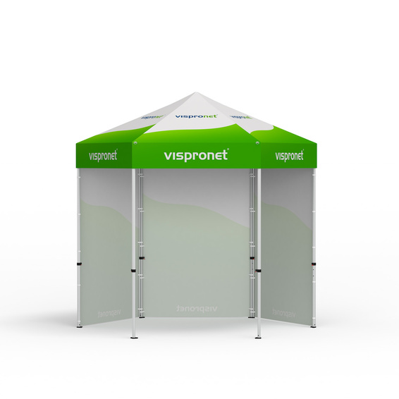 Faltzelt Select Hexagon 3 m inkl. 3 Vollwänden, mit Druck