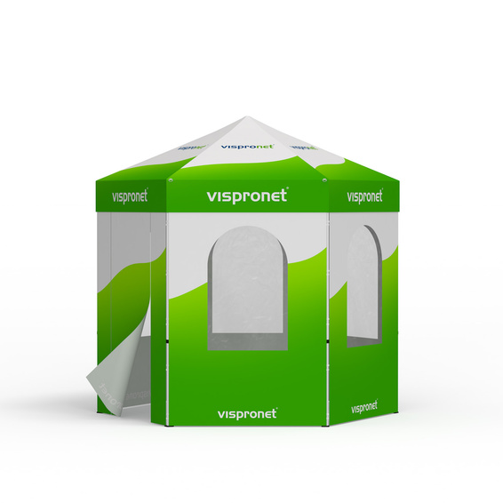 Faltzelt inkl. 1 Wand mit Tür und 5 Wänden mit Rundfenstern