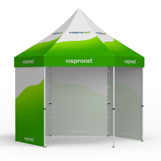 Faltzelt Select Hexagon 4 m, 4 Vollwände, mit Druck