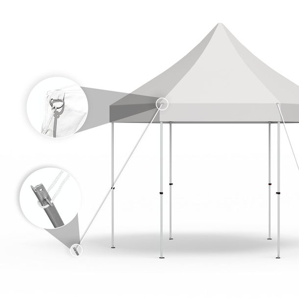Faltpavillon Select Hexagon mit Abspann-Set (optionales Zubehör)