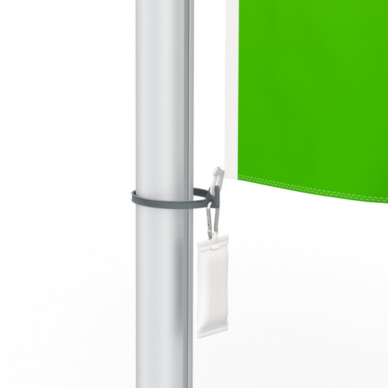 Auslegerfahne mit Fahnenführungsring und Kletterstoppgewicht