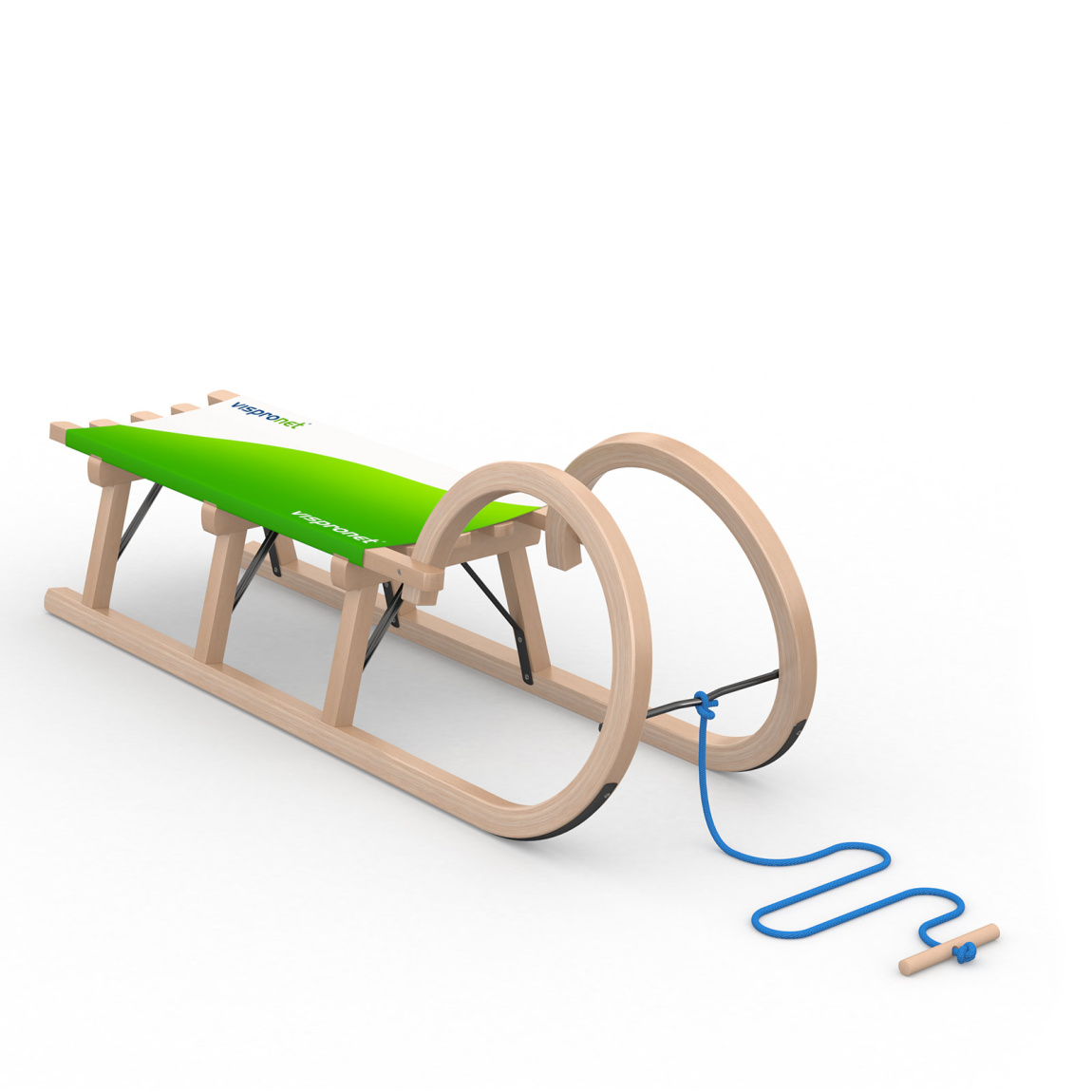 Hörnerschlitten Classic, Zweisitzer, mit blauem Zugseil (optionales Zubehör)