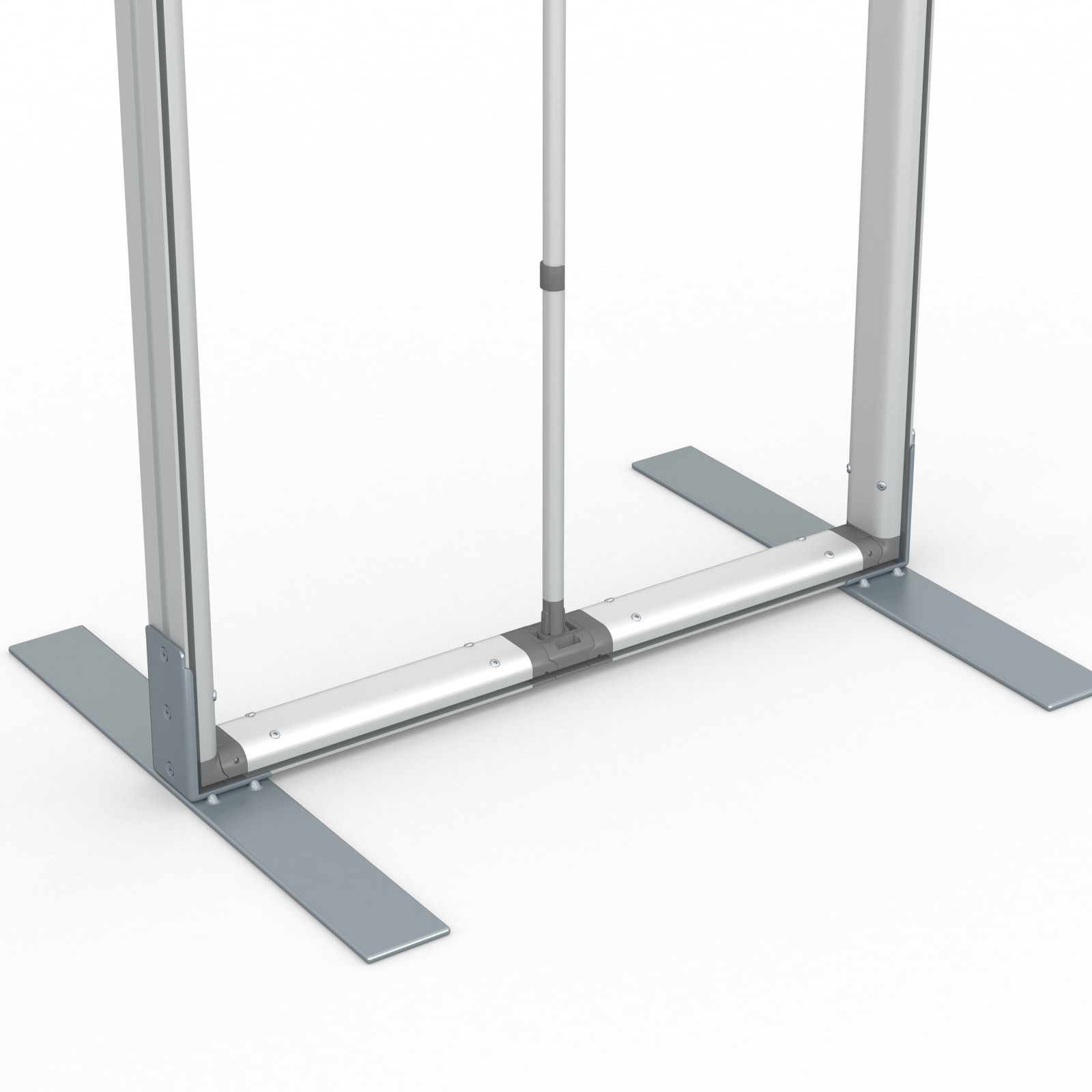 Kederdisplay flex T, Detail: Stützstange & Füße
