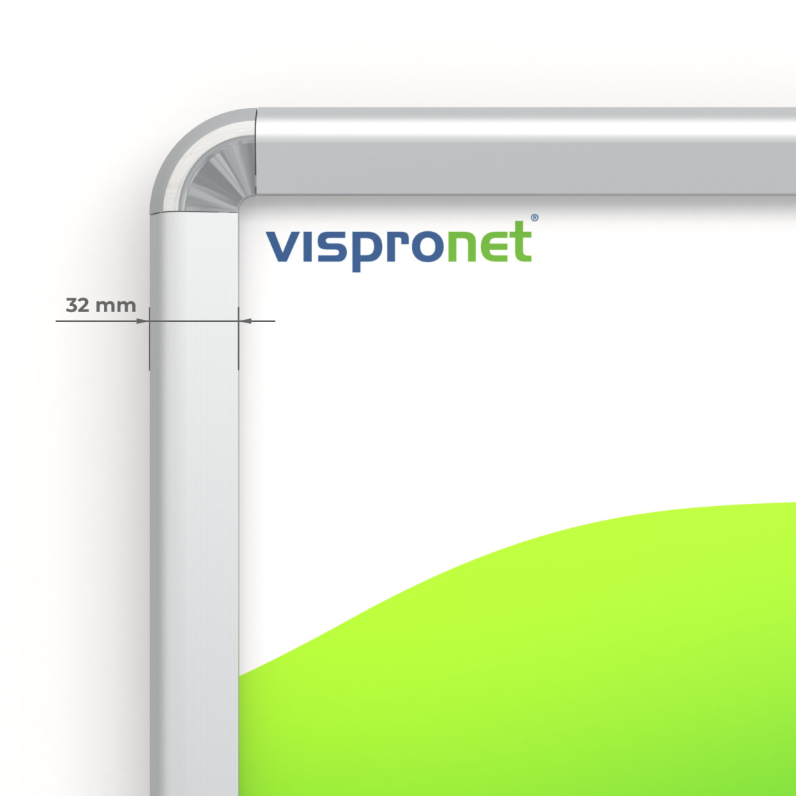 Klapprahmenprofil 32 mm, Rundecken in Chromoptik