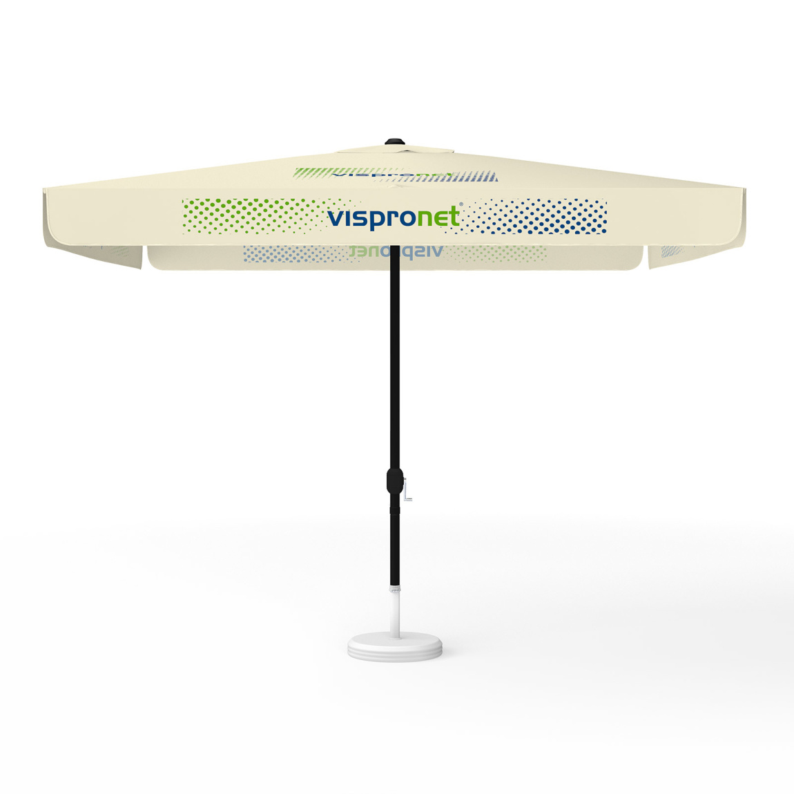 Sonnenschirm mit Logodruck, 300 x 300 cm, alle 4 Segmente mit 1 Motiv bedruckt