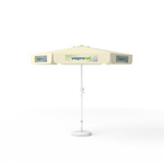 Sonnenschirm mit Logodruck, ø 250 cm, 6 Volants mit 2 Motiven im Wechsel bedruckt