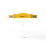 Sonnenschirm mit Logodruck, ø 250 cm, 6 Segmente mit 2 Motiven im Wechsel bedruckt