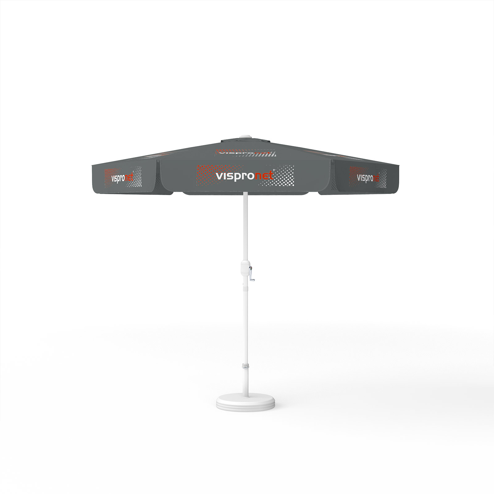 Sonnenschirm mit Logodruck, ø 250 cm, alle 6 Segmente mit 1 Motiv bedruckt