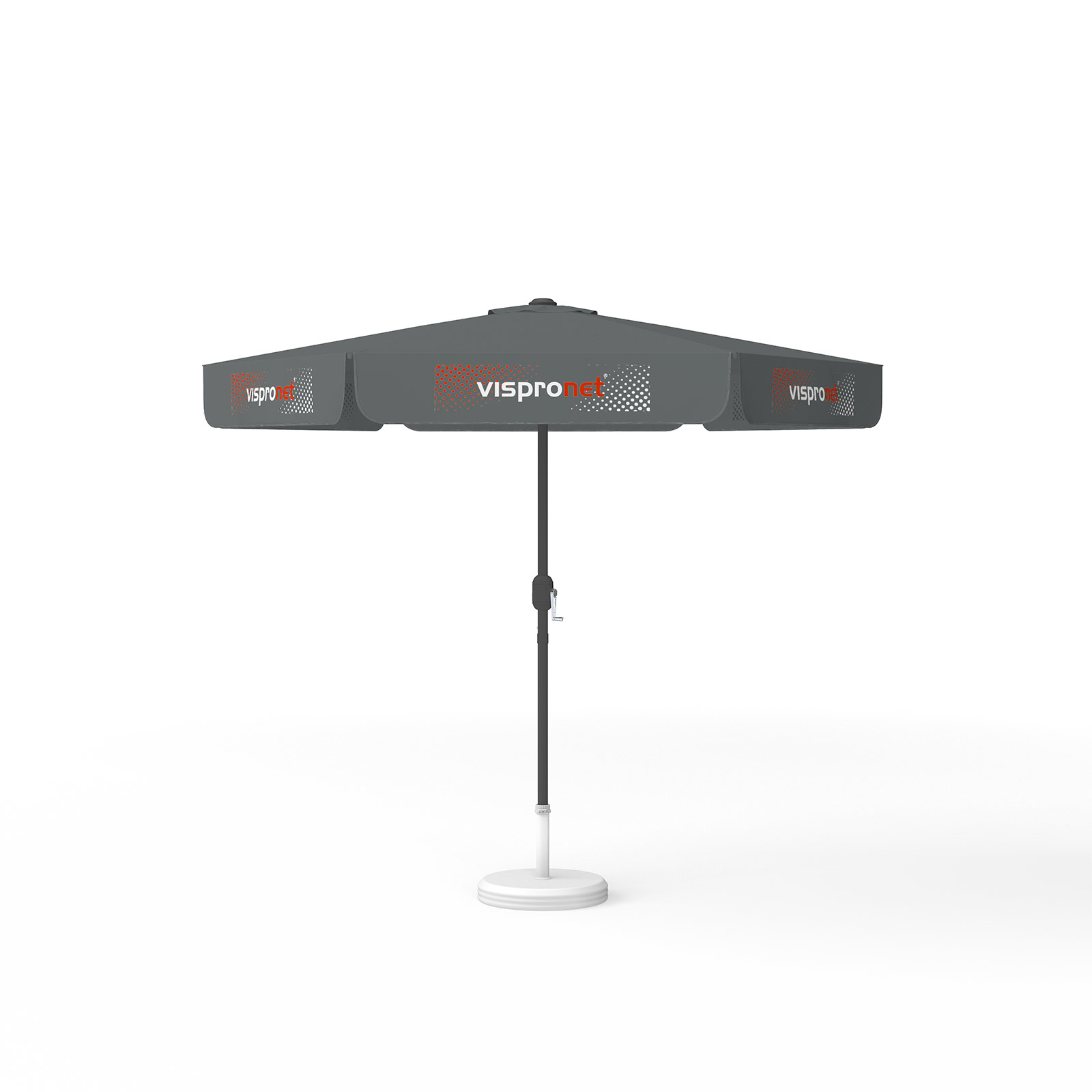 Sonnenschirm mit Logodruck, ø 250 cm, alle 6 Volants mit 1 Motiv bedruckt