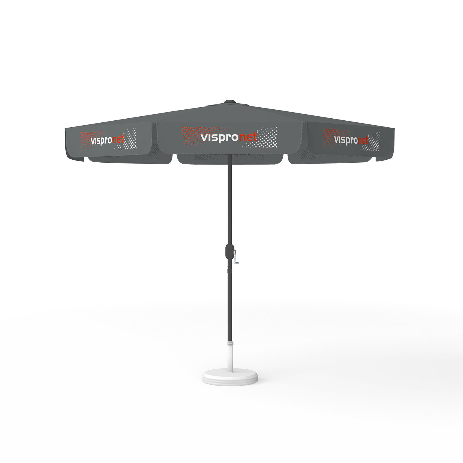 Sonnenschirm mit Logodruck, ø 300 cm, alle 8 Segmente mit 1 Motiv bedruckt