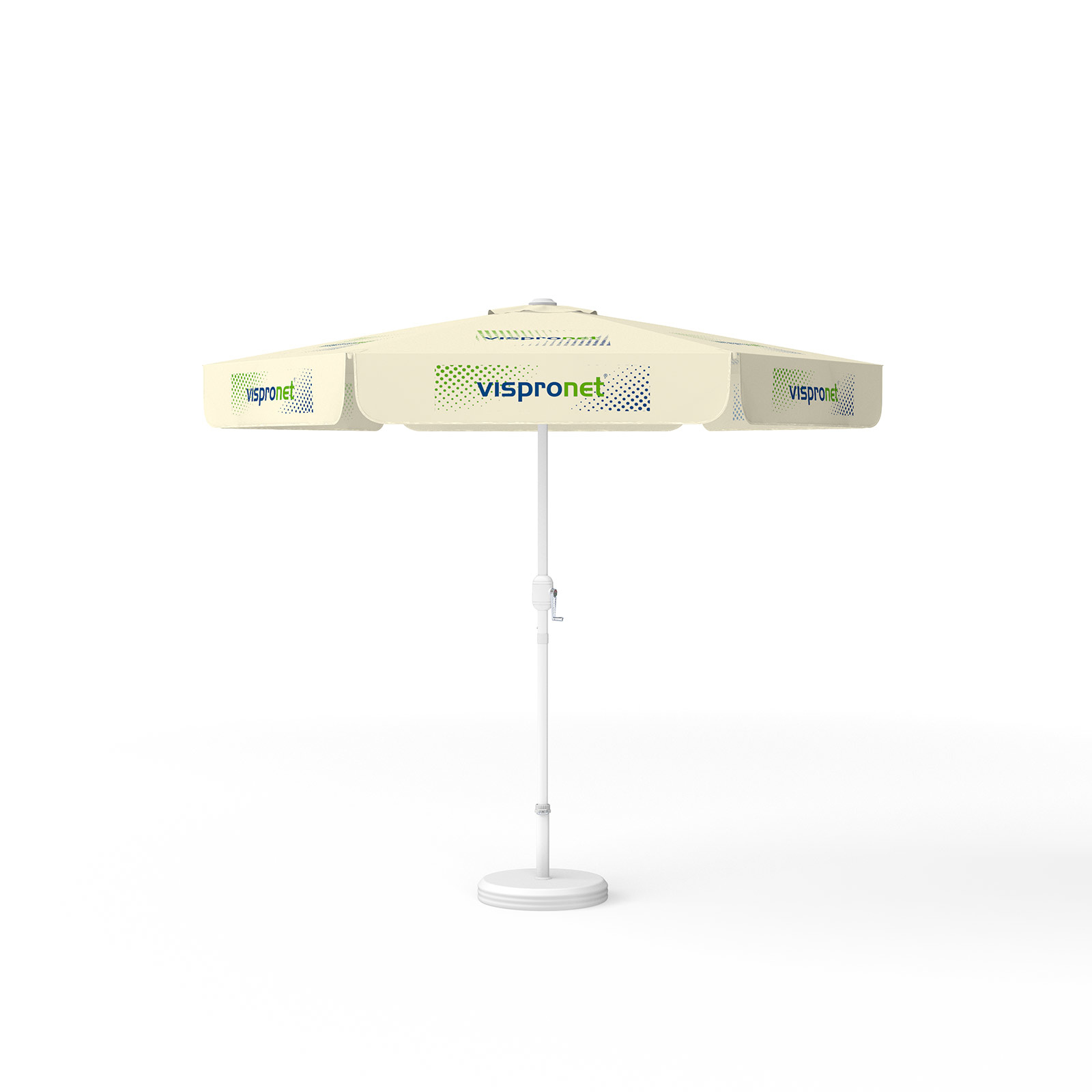 Sonnenschirm mit Logodruck, ø 250 cm, alle 6 Segmente mit 1 Motiv bedruckt