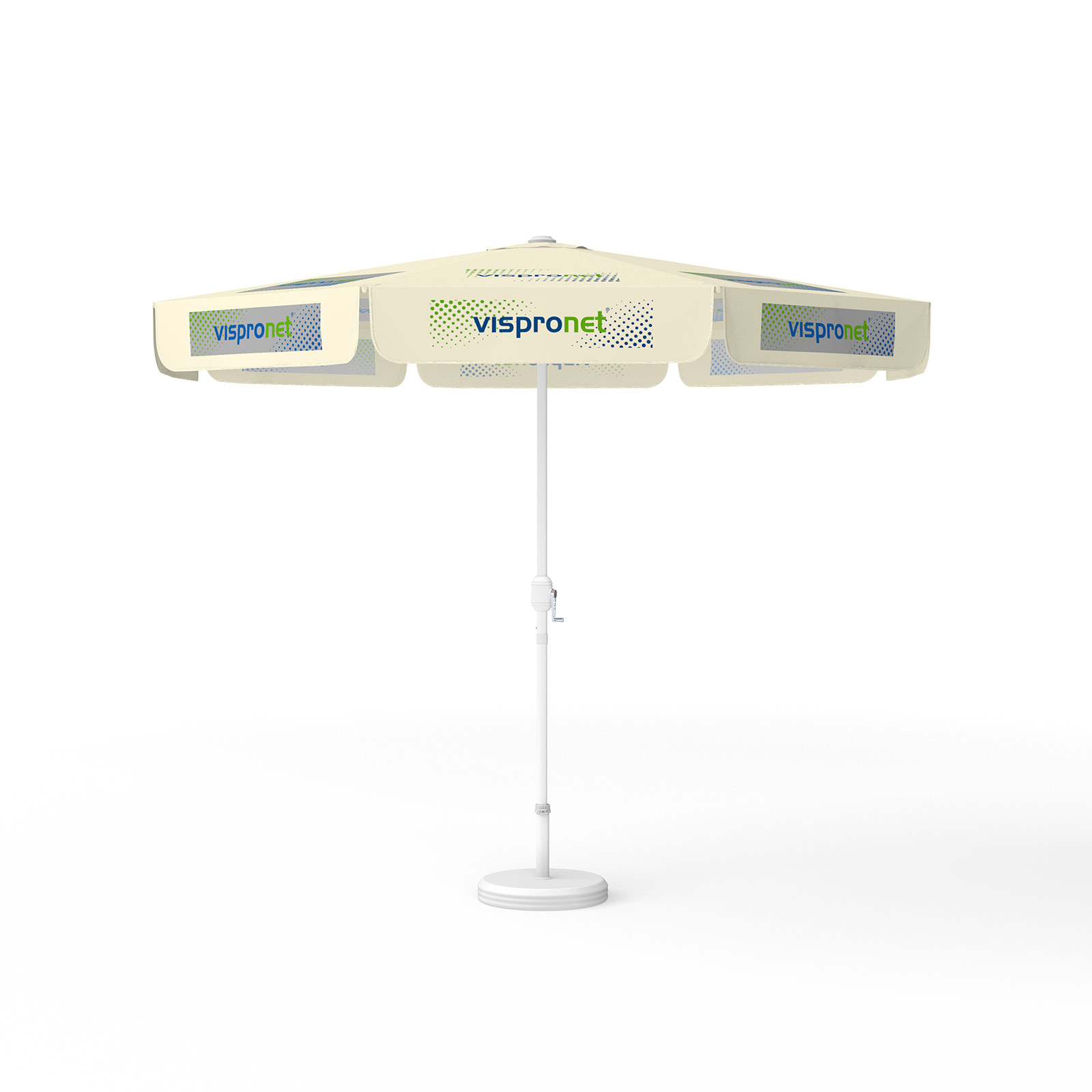 Sonnenschirm mit Logodruck, ø 300 cm, 8 Segmente mit 2 Motiven im Wechsel bedruckt