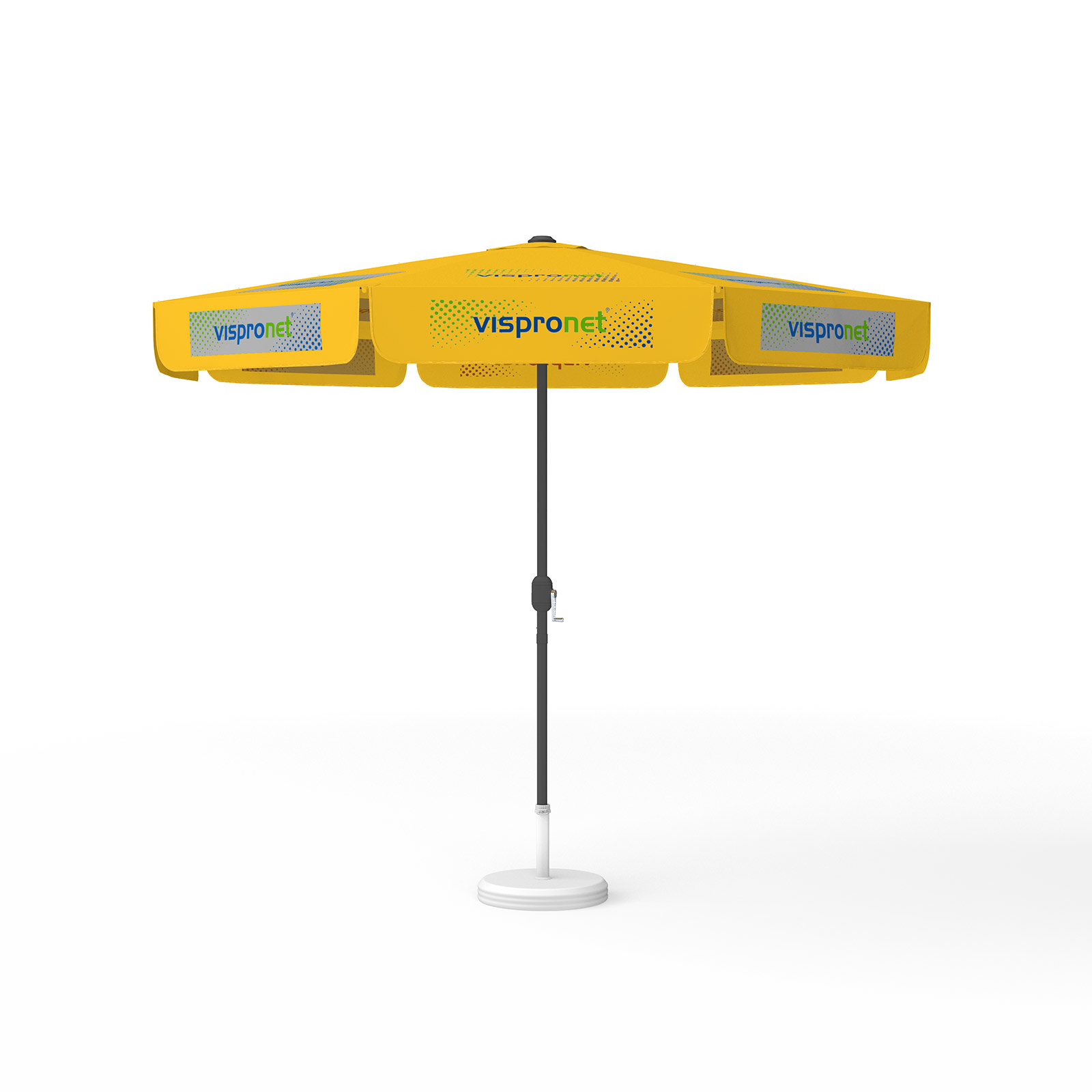 Sonnenschirm mit Logodruck, ø 300 cm, 8 Segmente mit 2 Motiven im Wechsel bedruckt