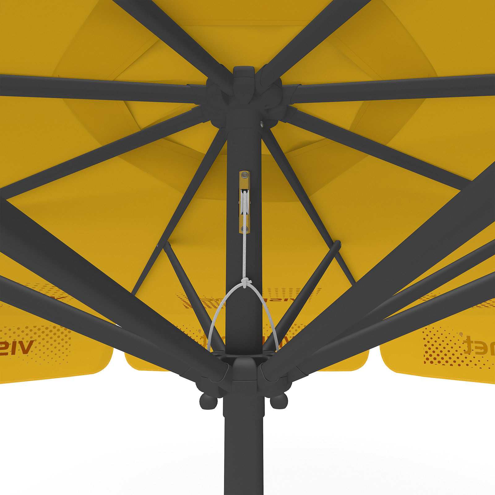 Sonnenschirm mit Logodruck, ø 300 cm, Detail Seilzug