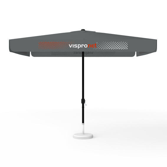 Sonnenschirm mit Logodruck, 300 x 300 cm, 4 Volants mit 2 Motiven im Wechsel bedruckt