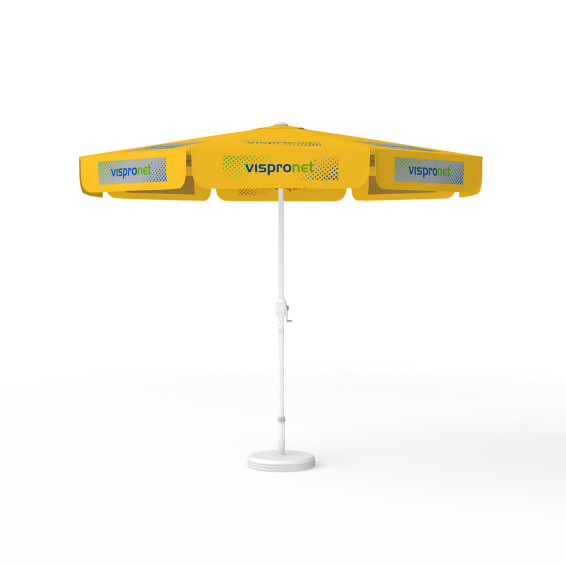 Sonnenschirm mit Logodruck, ø 300 cm, 8 Segmente mit 2 Motiven im Wechsel bedruckt